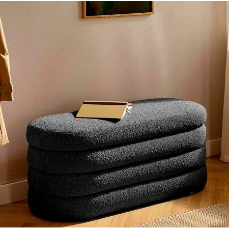 88010014 - Grey : Ghế Ottoman , Bench Oval - Màu Xám